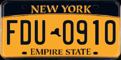 NY license plate FDU0910