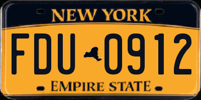 NY license plate FDU0912
