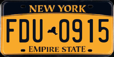 NY license plate FDU0915