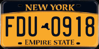 NY license plate FDU0918