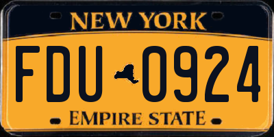 NY license plate FDU0924