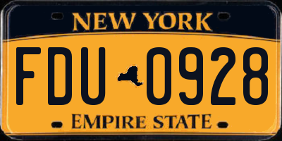 NY license plate FDU0928