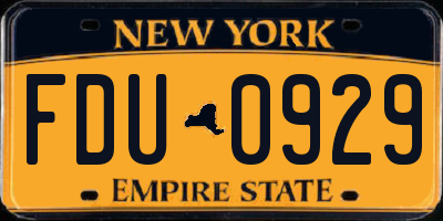 NY license plate FDU0929