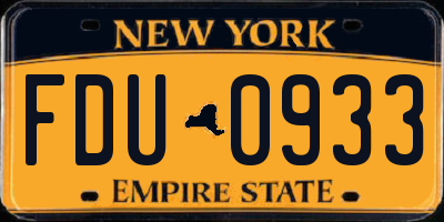 NY license plate FDU0933