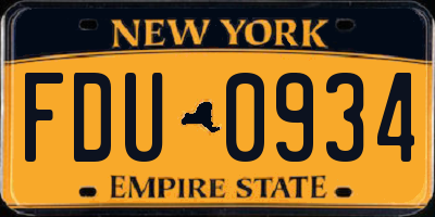 NY license plate FDU0934