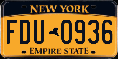 NY license plate FDU0936