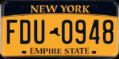 NY license plate FDU0948