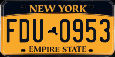 NY license plate FDU0953