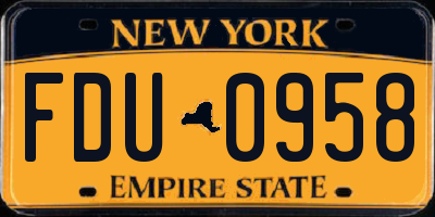 NY license plate FDU0958