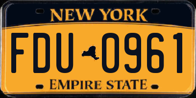 NY license plate FDU0961