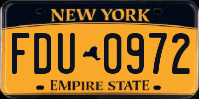 NY license plate FDU0972