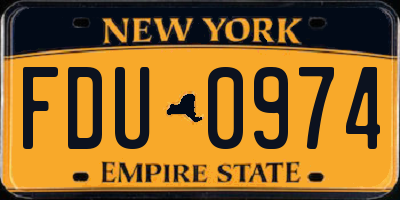 NY license plate FDU0974