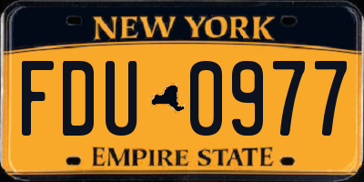 NY license plate FDU0977