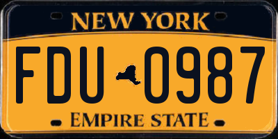 NY license plate FDU0987