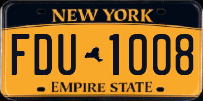 NY license plate FDU1008