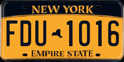 NY license plate FDU1016