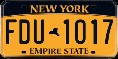 NY license plate FDU1017