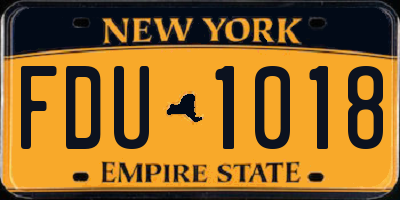 NY license plate FDU1018