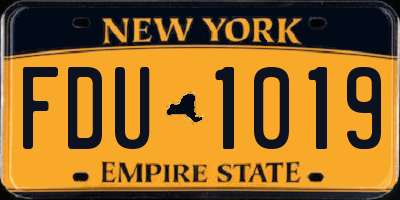 NY license plate FDU1019