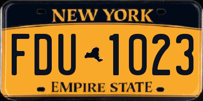NY license plate FDU1023
