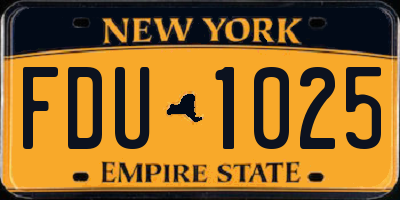 NY license plate FDU1025