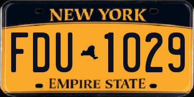 NY license plate FDU1029