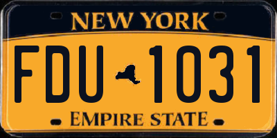 NY license plate FDU1031