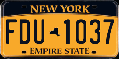 NY license plate FDU1037