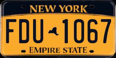 NY license plate FDU1067