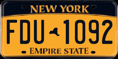 NY license plate FDU1092