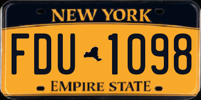 NY license plate FDU1098