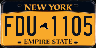 NY license plate FDU1105
