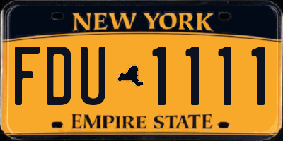 NY license plate FDU1111