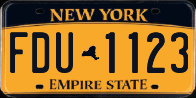 NY license plate FDU1123