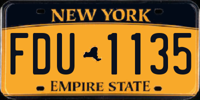 NY license plate FDU1135