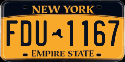 NY license plate FDU1167