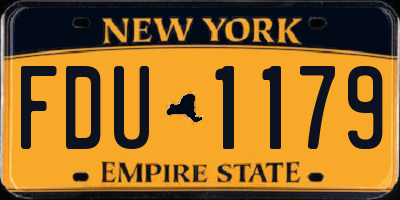 NY license plate FDU1179