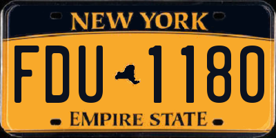 NY license plate FDU1180