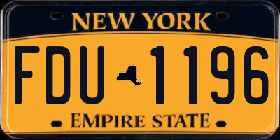 NY license plate FDU1196