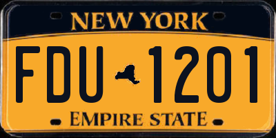 NY license plate FDU1201