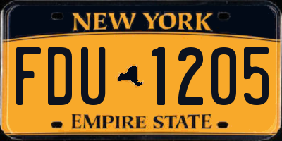 NY license plate FDU1205