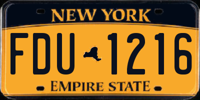 NY license plate FDU1216