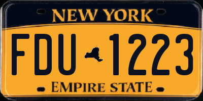 NY license plate FDU1223