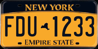 NY license plate FDU1233