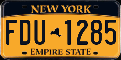 NY license plate FDU1285