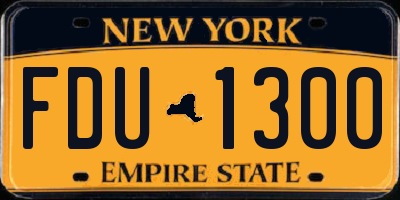 NY license plate FDU1300