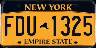 NY license plate FDU1325