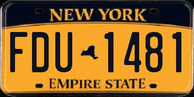 NY license plate FDU1481
