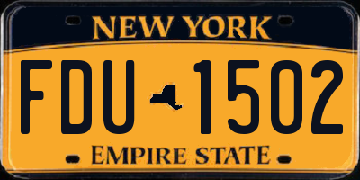 NY license plate FDU1502