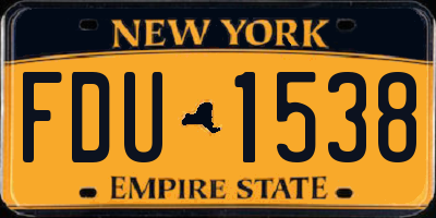 NY license plate FDU1538